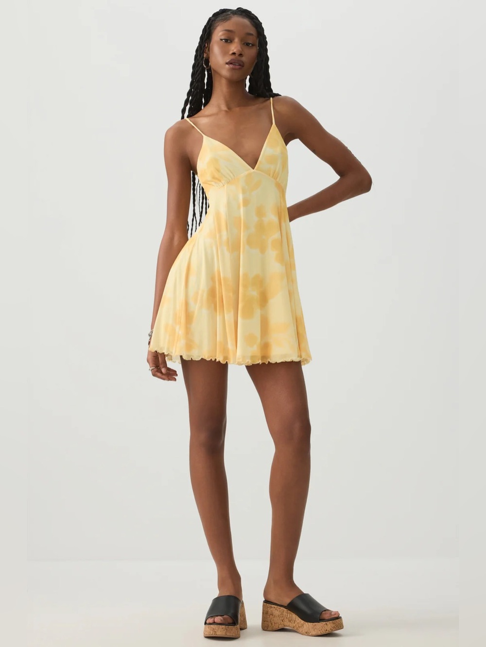 Ardene Light Yellow Babydoll Mini Dress
